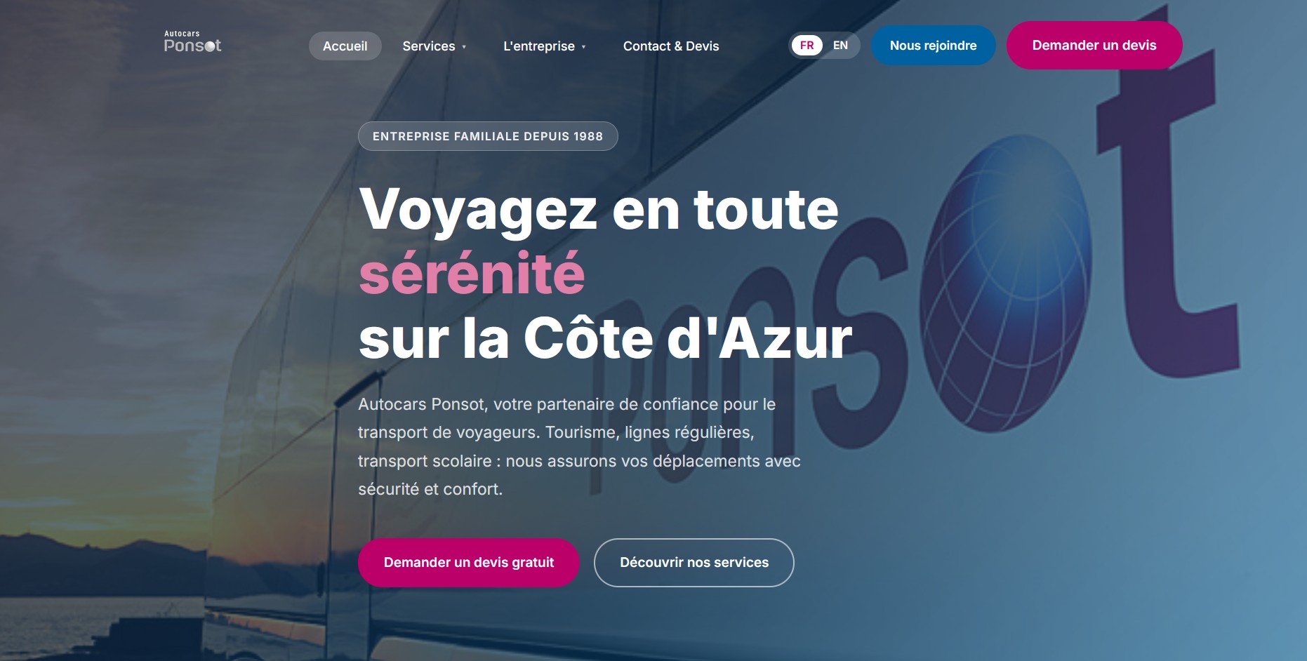 Site internet pour Autocars Ponsot