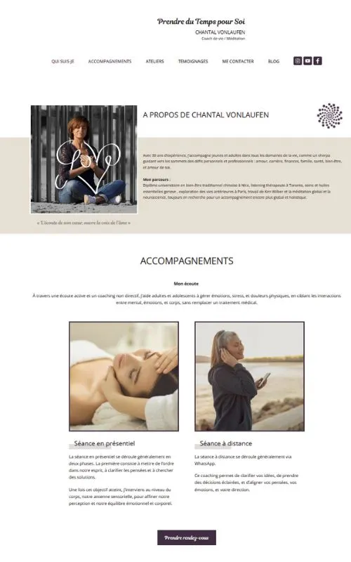 Site internet multi-pages pour Chantal Vonlaufen, coach de vie